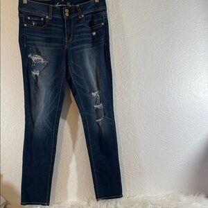 AMERICAN EAGLE Distresses Skinny With Pockets Size 8 Vintage